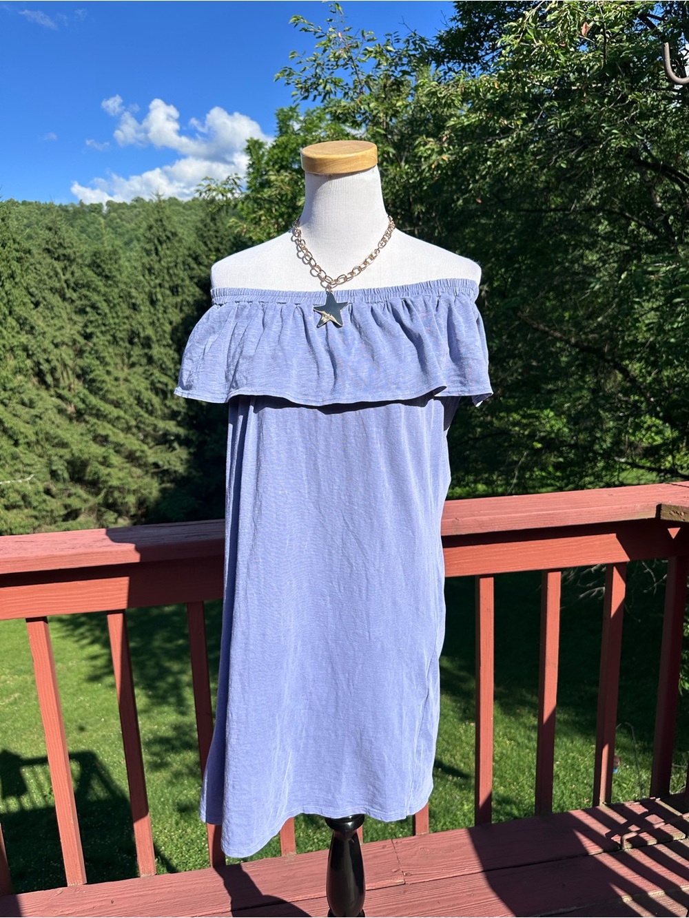 NWT! Sundry Light Blue Off-Shoulder Ruffle Dress